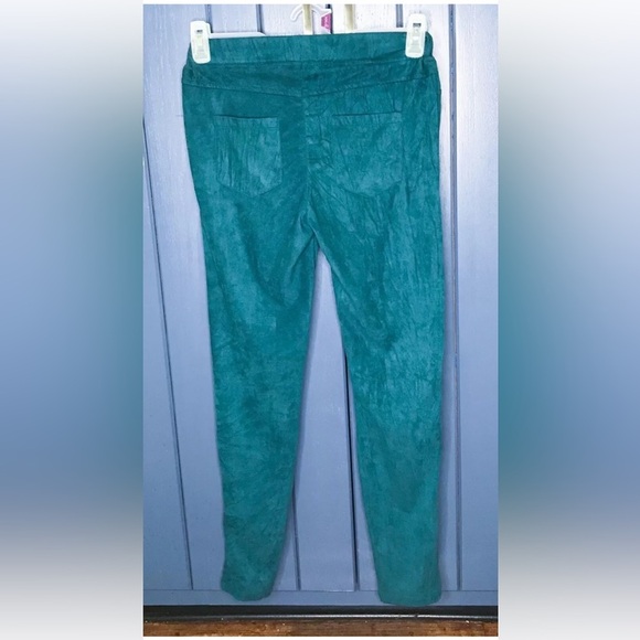 Umgee Green Velvet Moto Leggings Pants Small Ankle Zippers Goblin Core Punk - Picture 2 of 5
